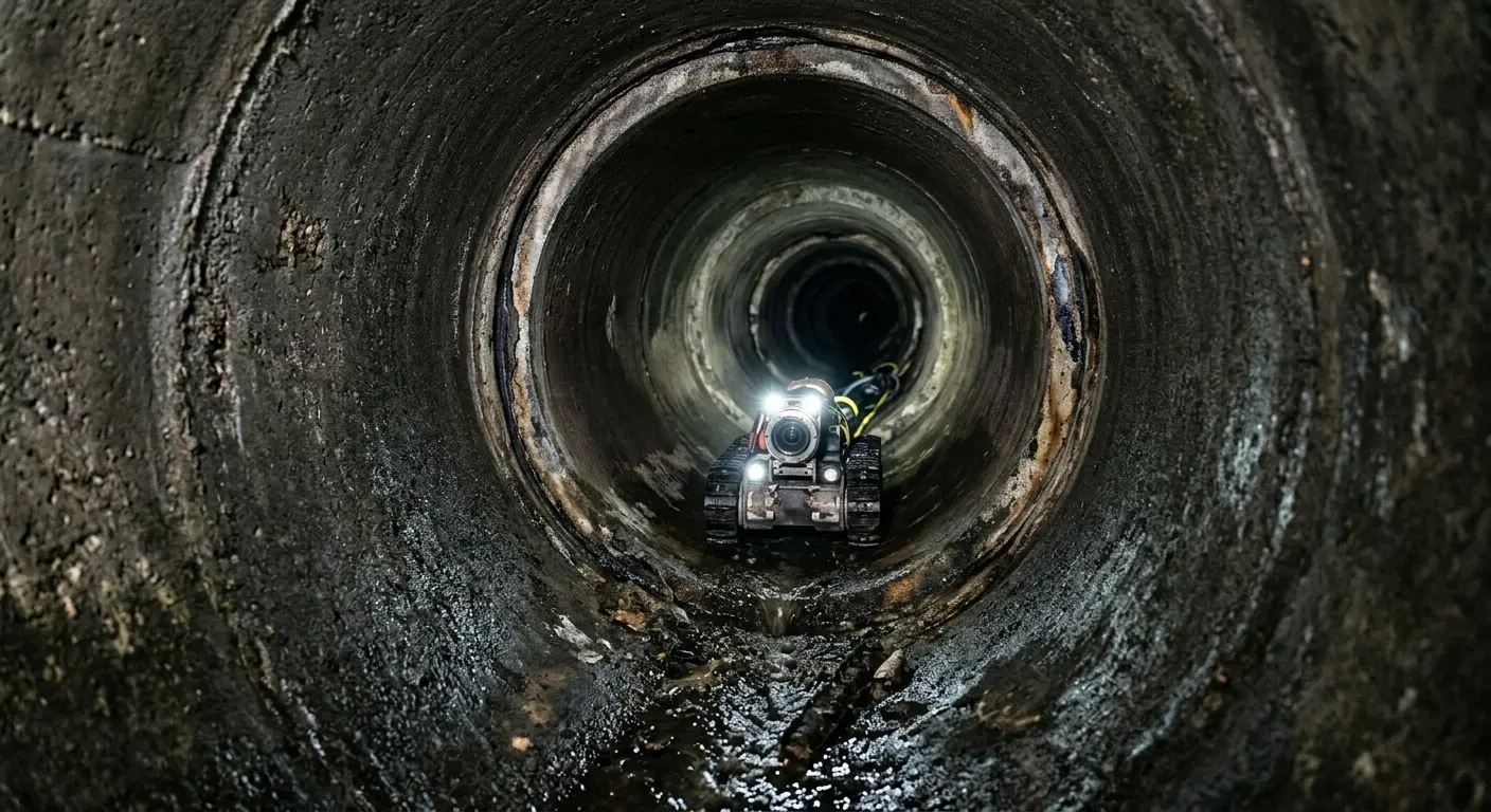 Robotic sewer camera inspecting pipe interior for Sewer Line Cleaning in Richfield